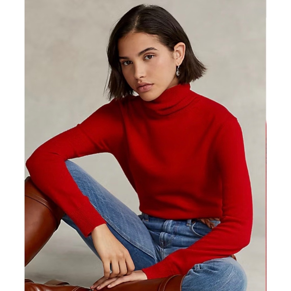 POLO RALPH LAUREN Red Cashmere Turtleneck Sweater Knit Luxury Soft Classic XXL